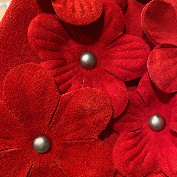 Charles David Sicilian red size 11 slides shoes flowers 🌺 daisies suede leather - Picture 15 of 16